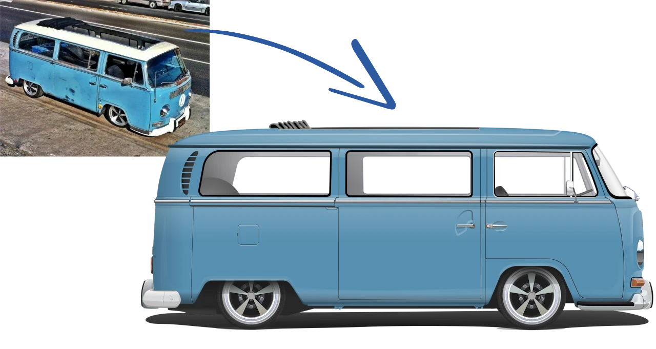 Volkswagen VW T2 Cars Enth Canvas Art (Real & Custom Graphic)